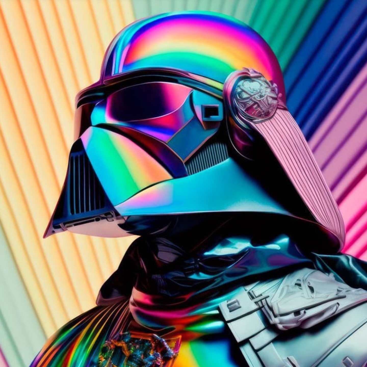 VADR helmet refracted in rainbow chrome