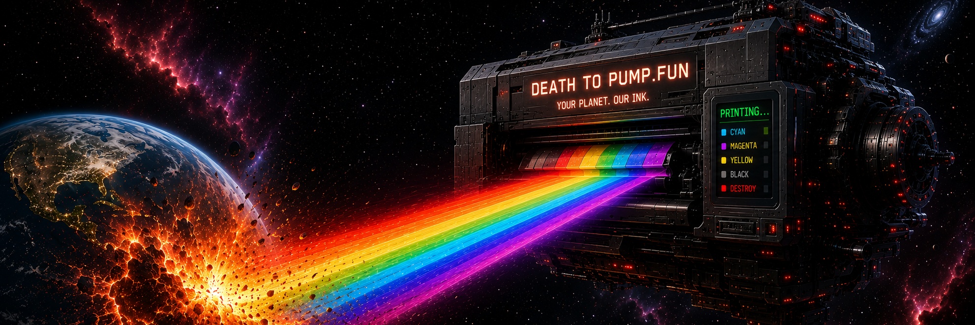 Printr ship printing rainbow ink onto Earth — Death to Pump.fun